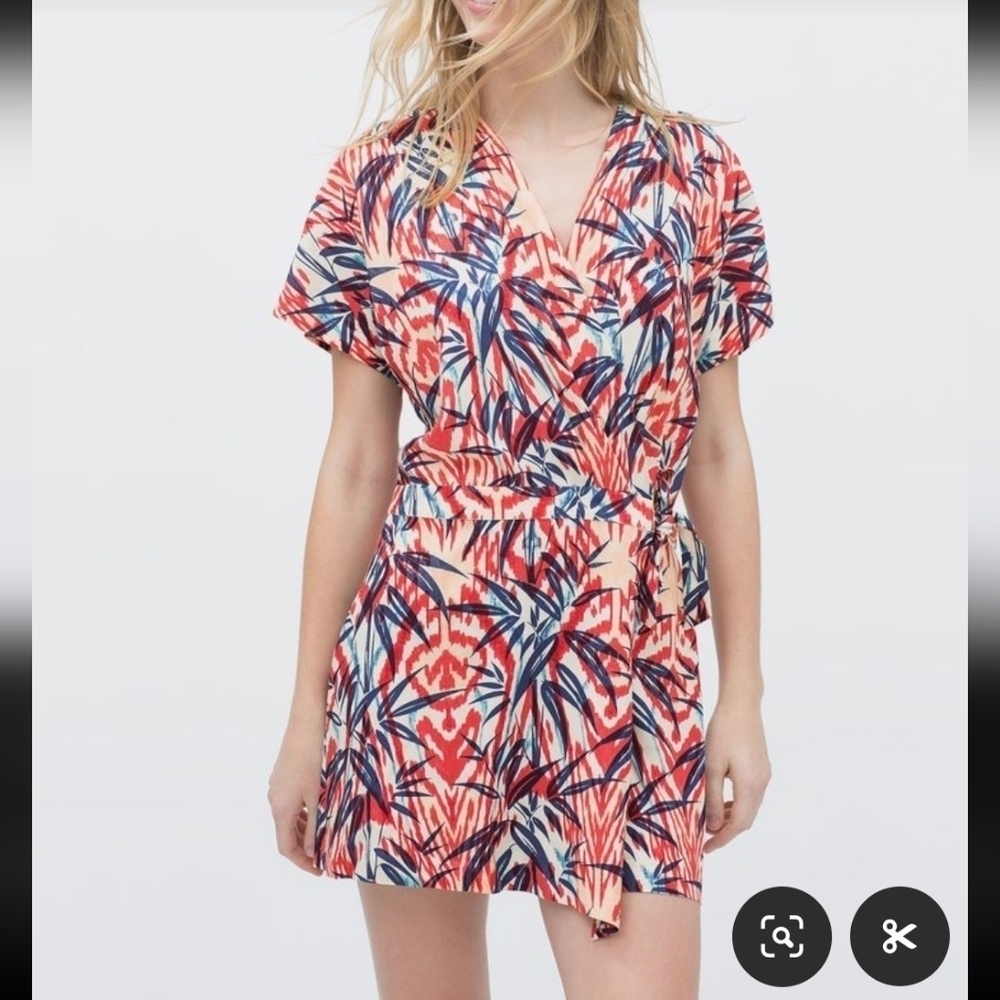 Zara red and blue wrap romper